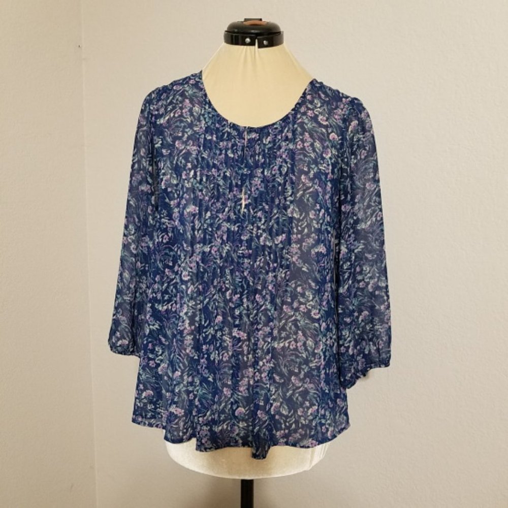 Forever 21 Women Blue Floral Blouse, Size S